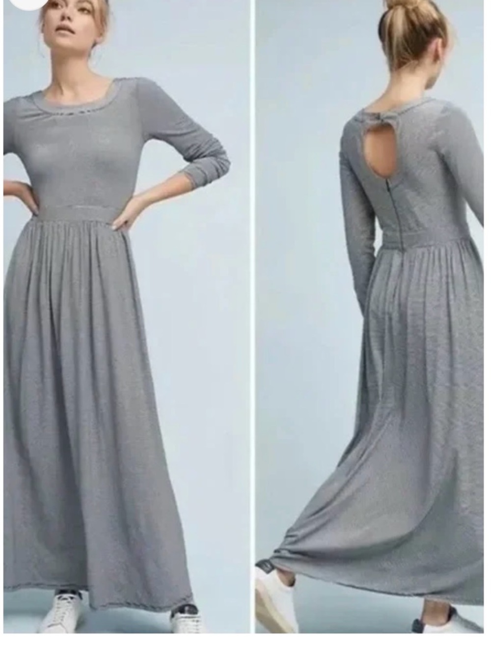 Sunday in Brooklyn Heather Grey Long-Sleeve Maxi Dress